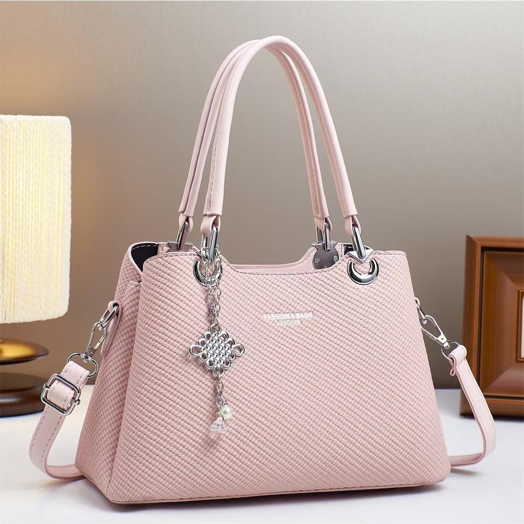 New Macaron Fashion Handbag Multi-layer Large Capacity Single Shoulder Bag Canvas Texture Crossbody Bag Woman