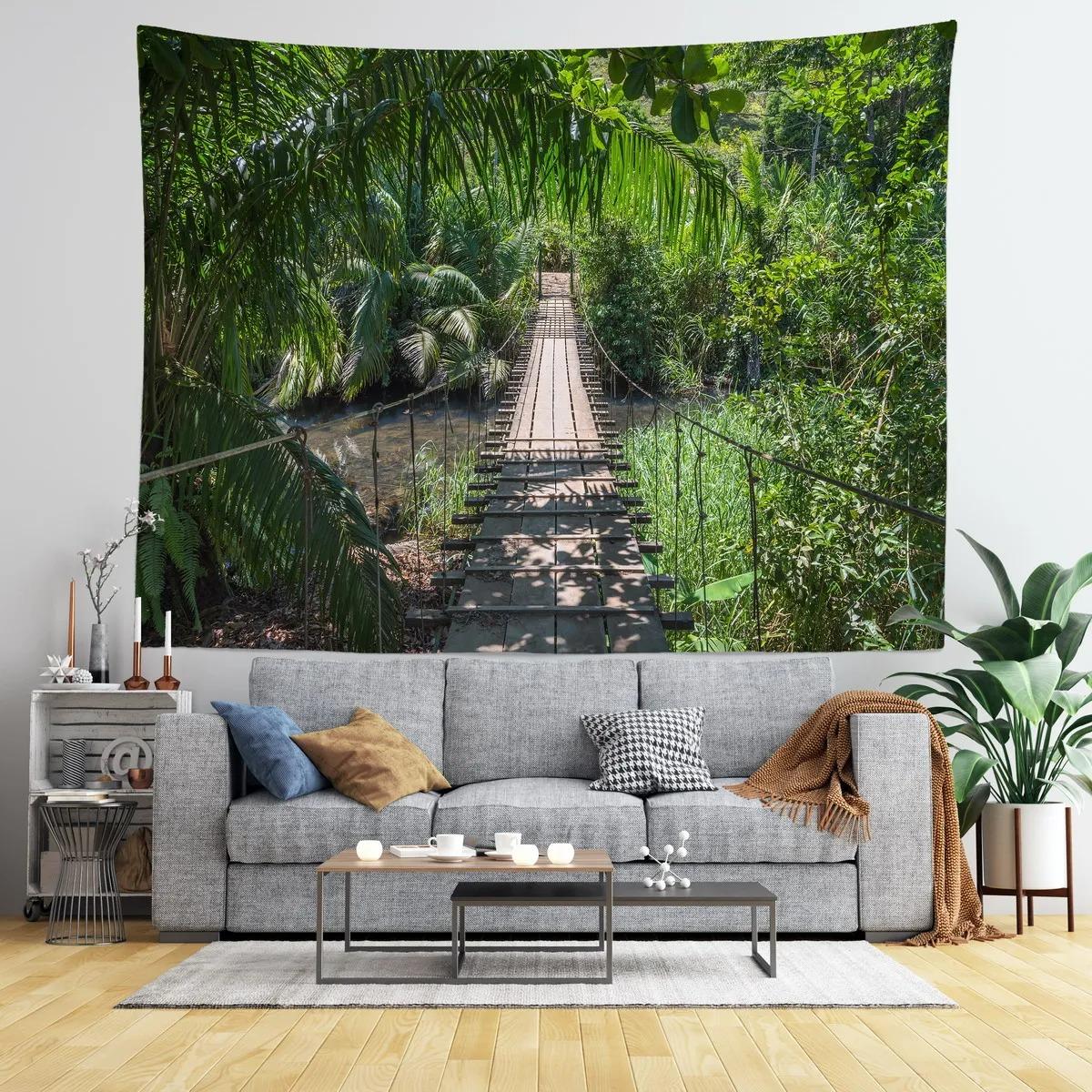 Тропический лес Приключение Подвесной мост Декоративный гобелен Домашний декор стены Офис — фото 7
