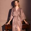 nightgown women's summer ice silk thin satin jacquard long retro sexy high-end spring and autumn bathrobe robe