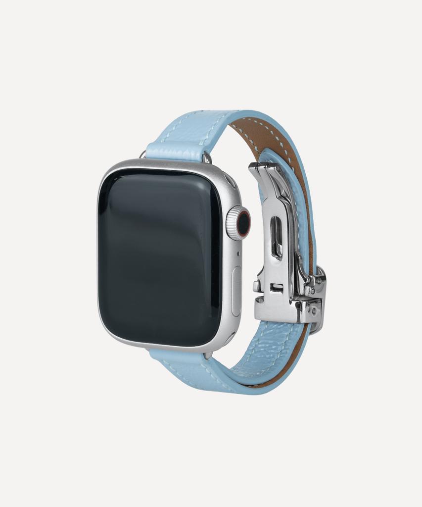 Adeo Apple Watch Premium Glossy Slim Strap Blue Leather Watch Band