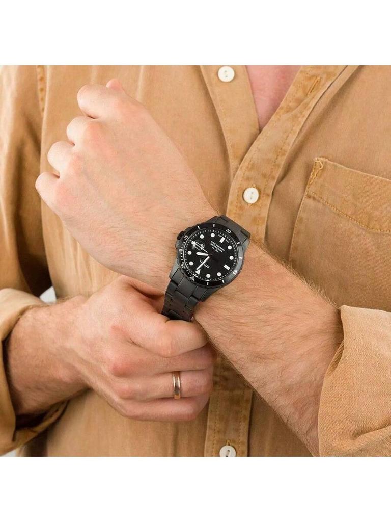 Fossil Men's Quartz Stainless Steel Three-Hand Watch, Featuring a Stainless Steel Case and Scratch-resistant Glass, Model FS5697.