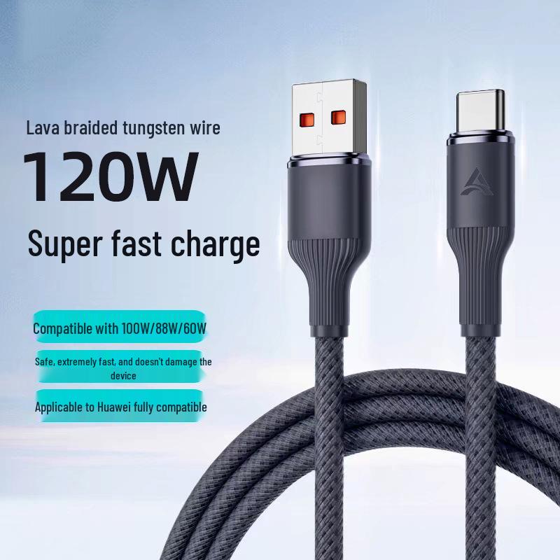 120W Braided USB-C Fast Charging Cable for Huawei Honor 6A