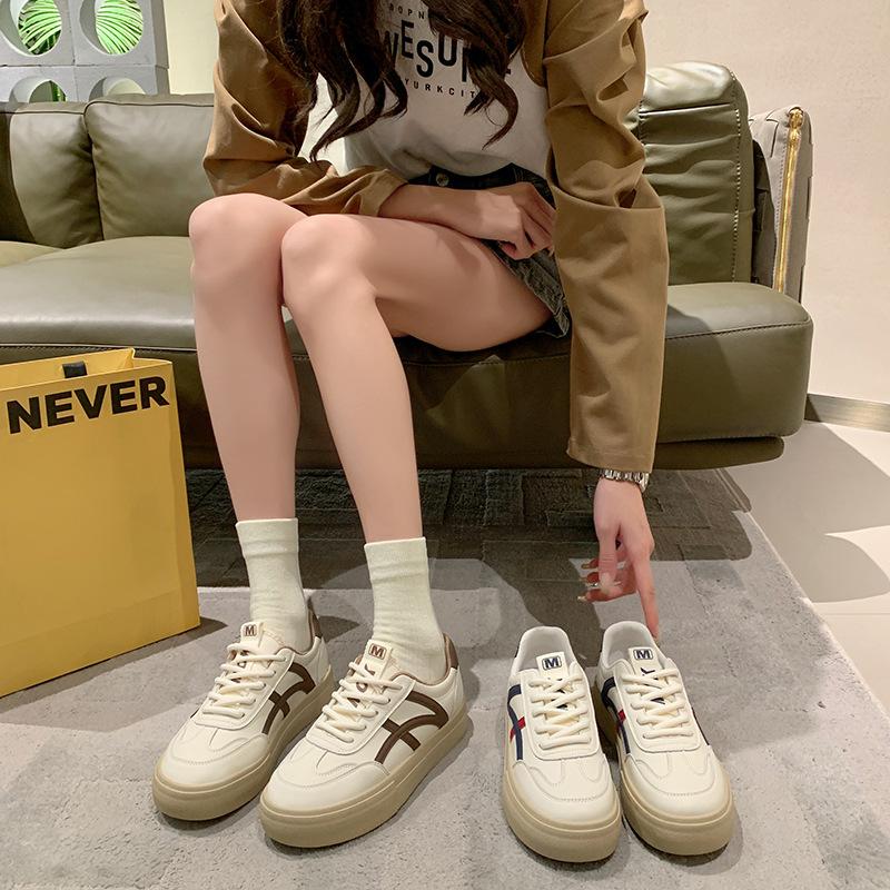 Pantofi de sport din piele naturală, cu fundul gros, asortat, de primăvară, la modă, pantofi albi