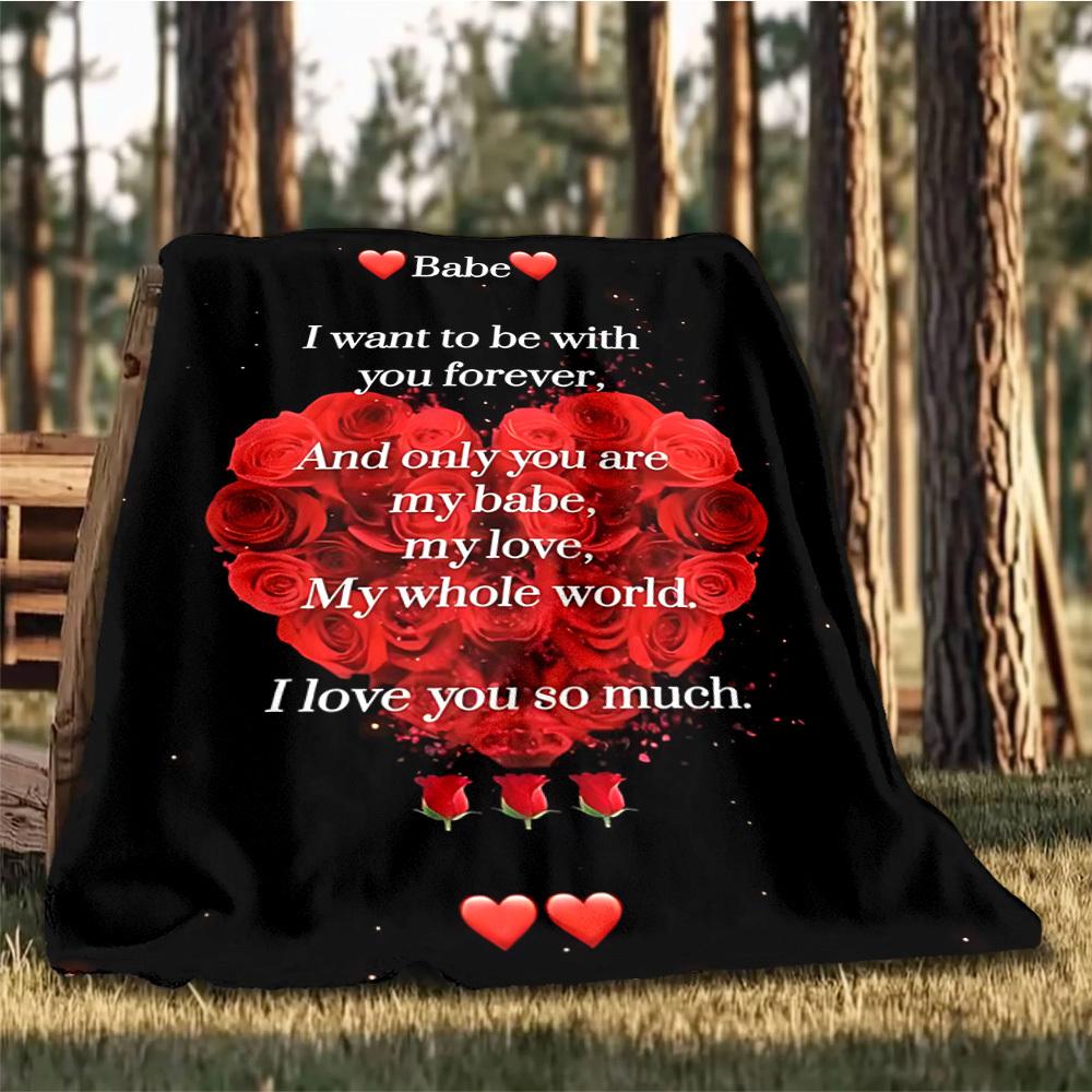 1pc Love Quotes Outdoor Blanket - Lightweight Flannel Throw For Travel, Camping, Gifts For Family Or Friends yy251114261