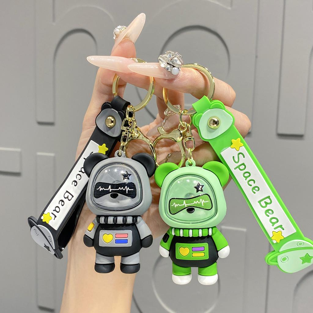 Pvc Cute Glowing Space Bear Keychain Perfect For Couples Friends And Gifts