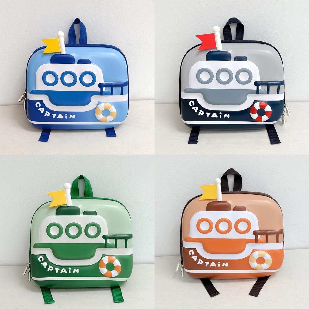Eggshell Cute Backpack With Ship Printing Design For Preschool Children Use