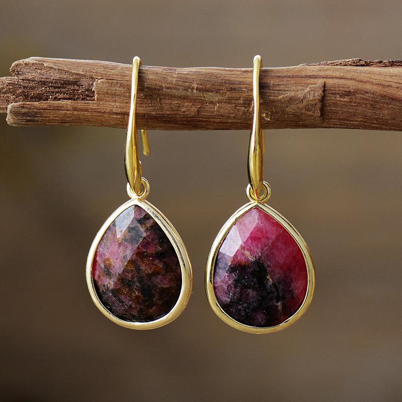 Luxury high-quality European and American simple natural stone water drop pendant, earrings, earrings, independent jewelry