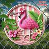 Pink Flamingo Round Metal Sign Wall Art for Women Bedroom Living Room Cafe Decor