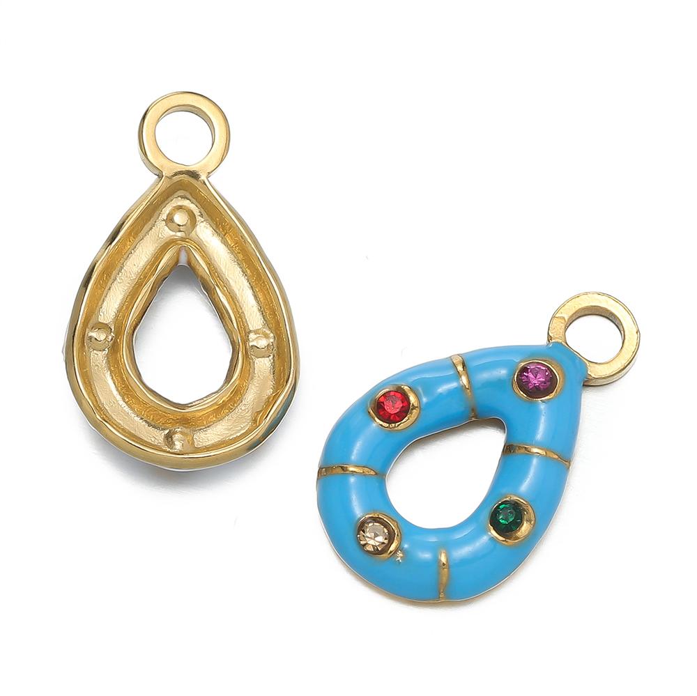1 pièce/lot Pendentifs Triangle Ovale Cœur d'Amour Multicolores en Acier Inoxydable Pour Bracelet Collier DIY Accessoires de Bijoux