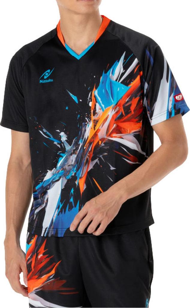 Nittaku Table Tennis Game Table Tennis Stretchy Bright Burst Size L Shirt, J.T.T.A (Japan Association) Approved, Unisex, Moisture-Wicking,