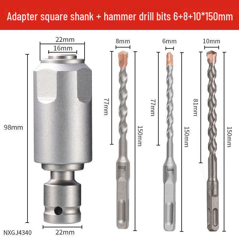 Industrial Grade Multifunctional Impact Wrench & Hammer with 1/2 Conversion Adapter for Square Shank Drill Bits