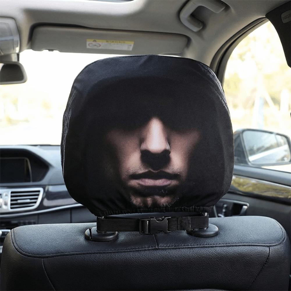 Scary Face Print Seat Headrest Protectors Auto Interior Decoration Cover Gift for Car Lover