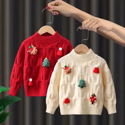 Bambini Natale Maglione Ragazze Manica Lunga Fondo Top Lavorato a Maglia Autunno Maglioni Bambino Vestiti