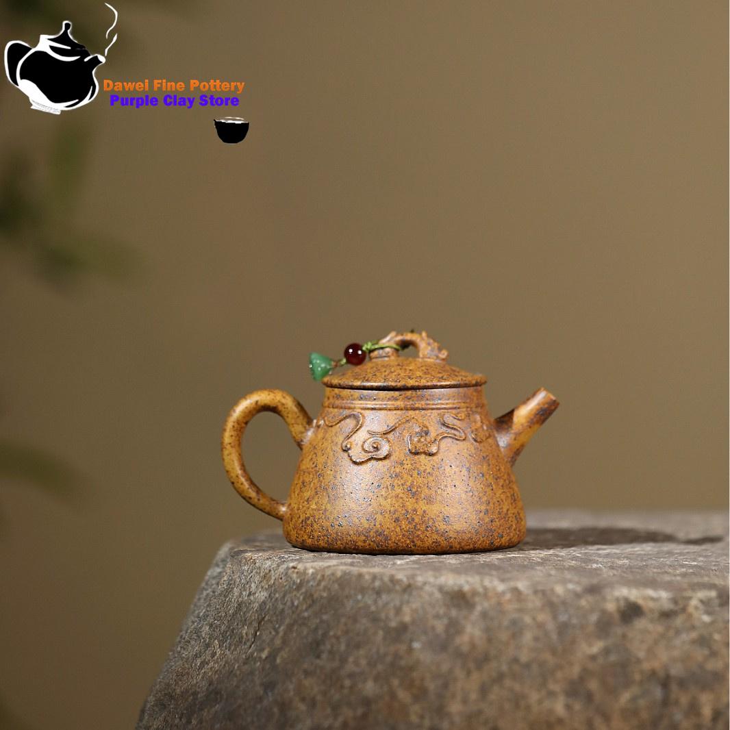 

Исинский чайник из фиолетовой глины, сырая руда, киль, золото песка, чайник-ковш «Жезл Жуи с драконом», чайный сервиз для китайской чайной церемонии Кунг-фу