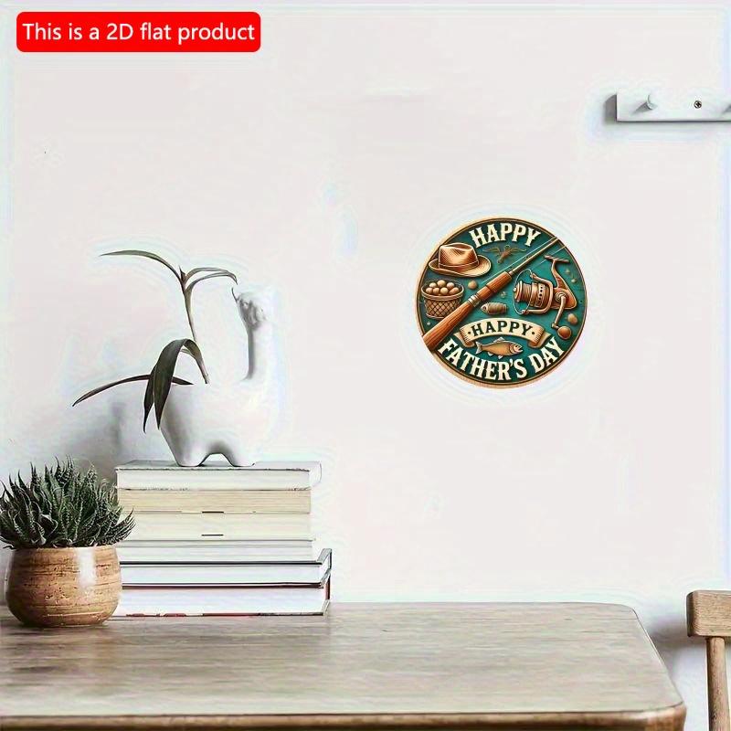 2d flat 20*20cm, Vintage Father'S Day Round Wooden Hanging Sign with "Happy Father'S Day" Design, Perfect, for Home, Kitchen, Garden, Bedroom Decor.