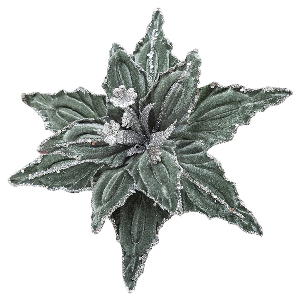 Velvet Cloth Artificial Christmas Flower Glitter Red Glitter Christmas Flower Flower Hanging Ornament Flower Hanging Ornaments