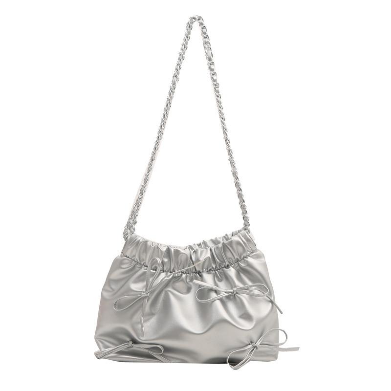 Niche pleated design handbag women's spring and summer new simple versatile bucket bag fashion chain messenger bag