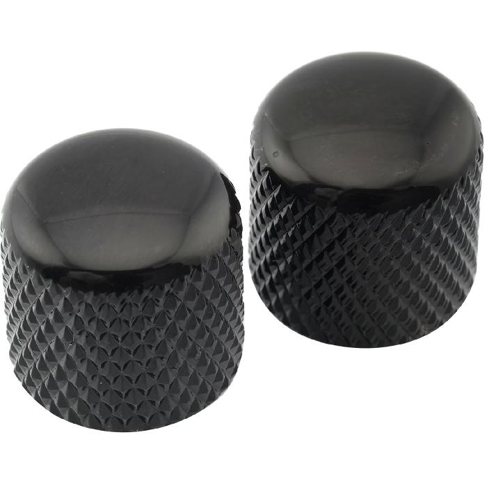 Musiclily Pro Inch Precision 24 Gear Rack Steel Dome Knob Push-In Control Knob 18 mm for US electric guitar or bass,Black(2 Set)