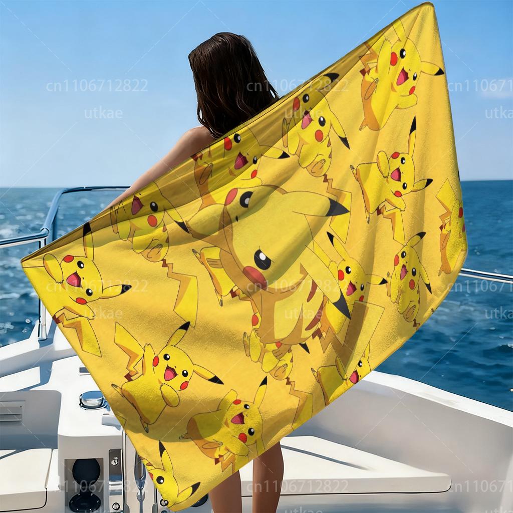 P-Pikachu Beach Towel Microfiber Quick Dry Super Absorbent for Pool Beach Vacation
