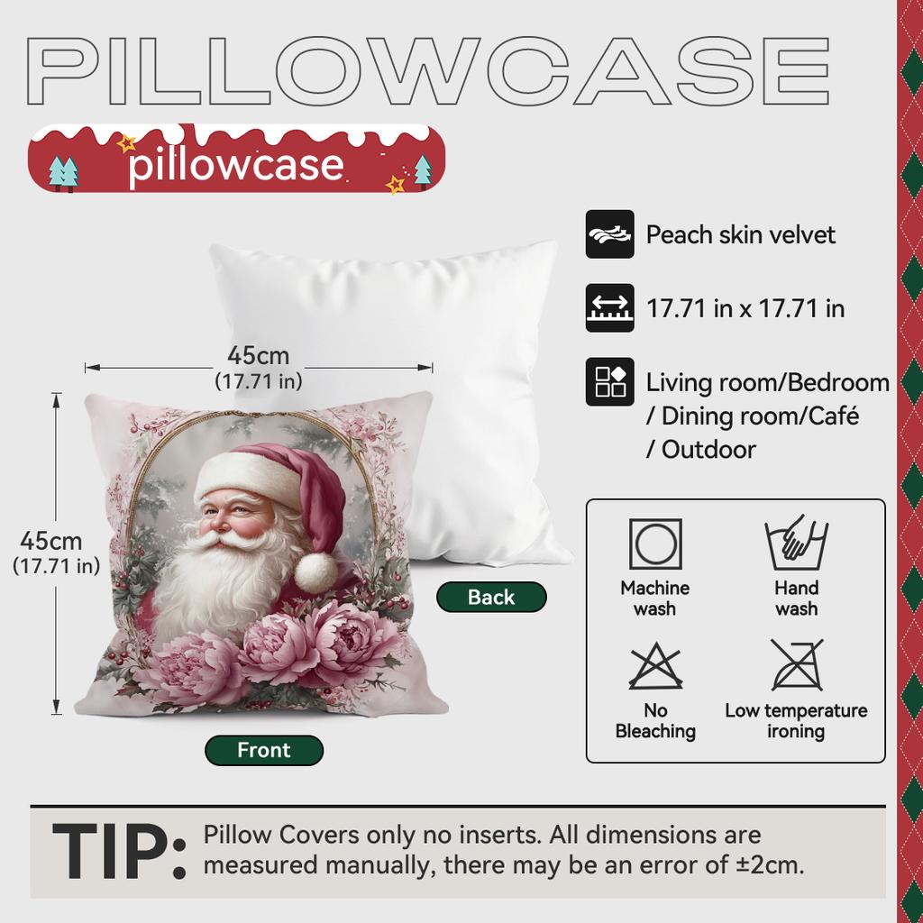 Pink Christmas Cushion Pillowcase Printed Polyester 45X45Cm Throw Pillowcover Decorative Sofa Cushion Pillowslip Home Decor