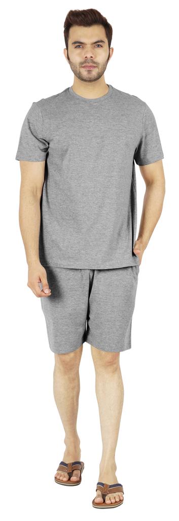 Inkmeso Solides Baumwoll-2-teiliges Nachtwäsche-Set Sommer-Shorts und T-Shirt-Set für Herren Schlafbekleidung Klassischer Pyjama