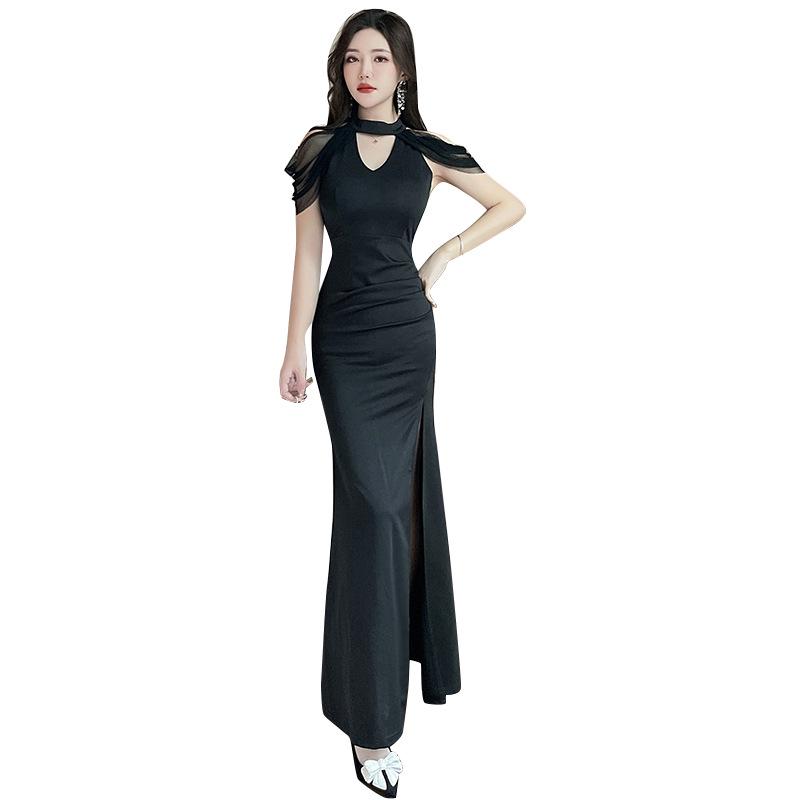 Elegant Slimming Evening Dress for Nightclub Massage Technicians