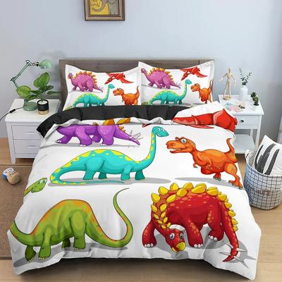 Cartoon Dinosaur Pattern Animal Comfortable Duvet Quilt Cover Pillowcase Bedding Set Children Bedroom Decoration Home Textile