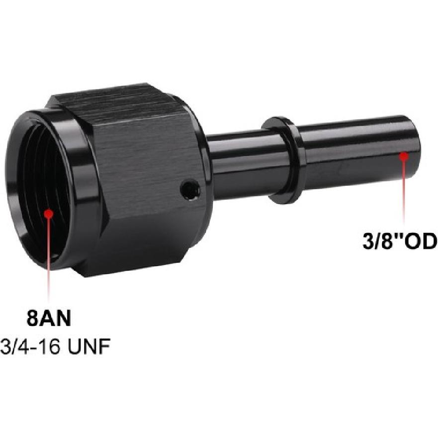 8AN Female Swivel to 3/8" SAE Quick Connect Disconnect Male Push - 8AN to 3/8