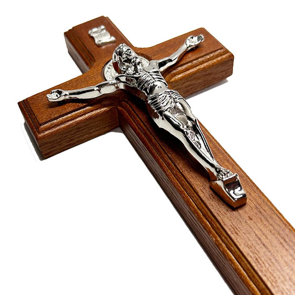 Wood Cross Ornament Standing Statue Art Statue Decoration Supplies for Dormitory Bedroom Party Background Decoration