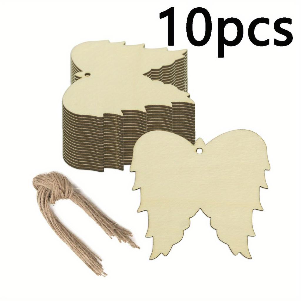 10/20pc Wooden Angel Ornaments Wood Angel Wings Ornament Christmas Xmas Ornaments Angel Wing Ornaments for Home Craft