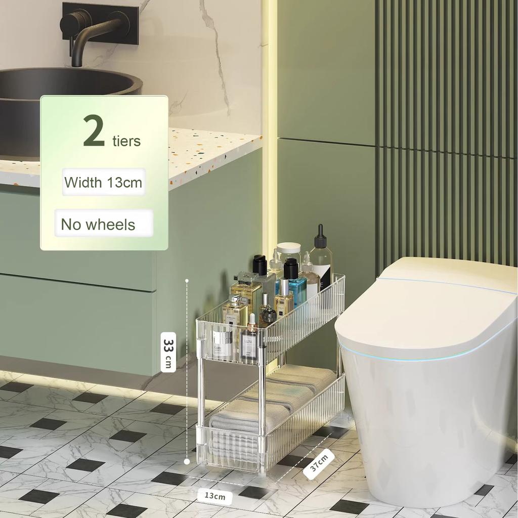 Raft pentru cărucior acrilic transparent Cărucior mobil cu rulare Caruț utilitar Raft de depozitare cu spații înguste cu roți Raft detașabil pentru baie 2/3/4 straturi