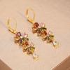 Women's Multi-color Cubic Zirconia Wedding Earrings Luxurious and able, Hanging Flowers, Jewelry