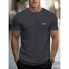 Men's Summer 100% Pure Cotton Fashionable Casual Sports Loose Mountain Print Round Neck Short Sleeved T-shirt Top