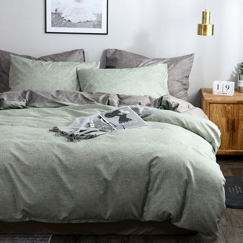 4 Colors Minimalism Bed Duvet Cover & Pillowcase Set Solid Soft Home Daily Comforter Cover Set