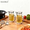 KEMORELA 1/2PCS 700ml Glass Olive Oil Dispenser Bottle with Measurement Markings & Drip/Leak-Proof Pourer for Cooking Grilling