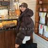 Coffee Down Cotton Clothes Women's Winter Loose Bf Cotton Clothes Short Thickened Student Hooded Jacket