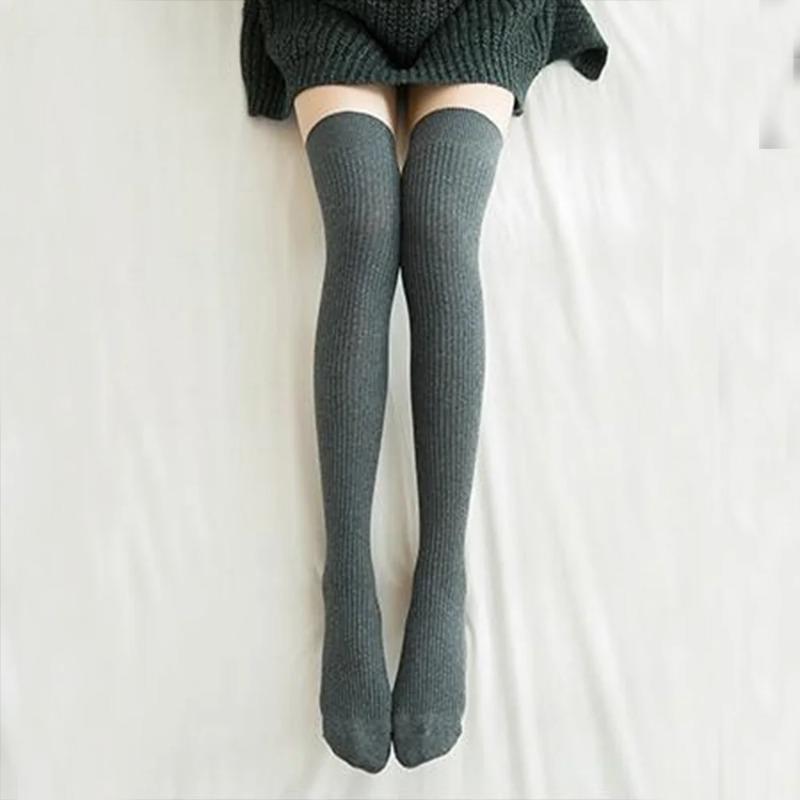 Women'S Winter High Stockings Warm Over Knee Soft Wool Stockings Cotton Striped Long Socks Thigh Stocking Lolita Thick Warm Sock