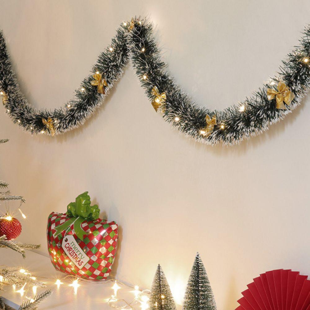 2M Christmas Green Cane Ribbons DIY Accessories with LED Lights Xmas Green Cane Ribbons Multi Scene Light Weight