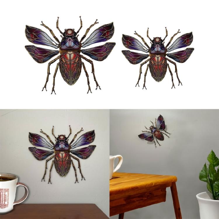 Metal Beetles Wall Art Colorful Bees Sign Wall Hangings Decor for Garden Yard