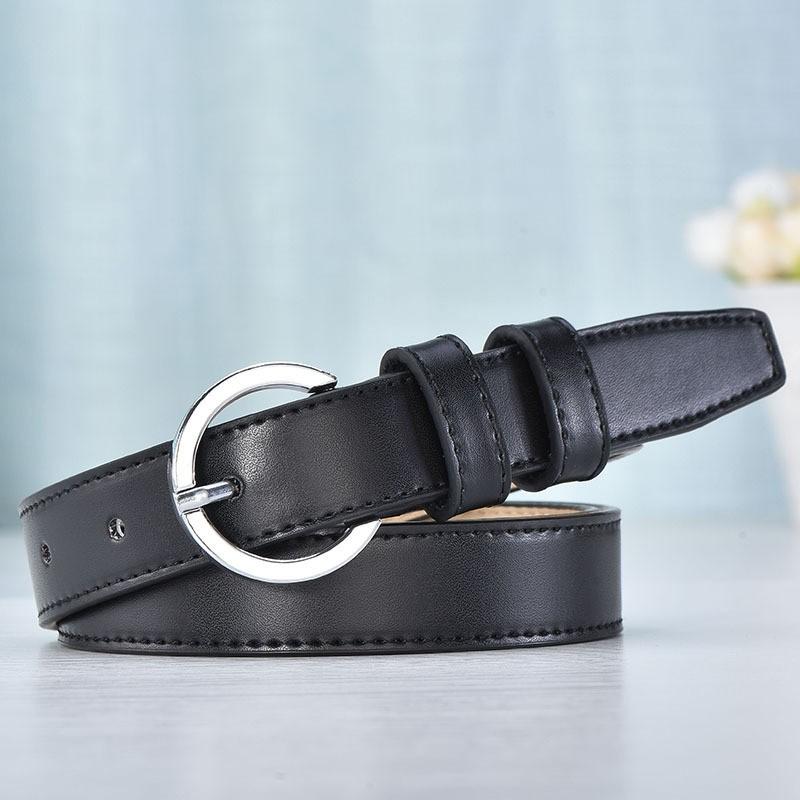 Womens Genuine Leather Thin Belt With Alloy Buckle Minimalist Adjustable Waist Jeans Skirts Dress