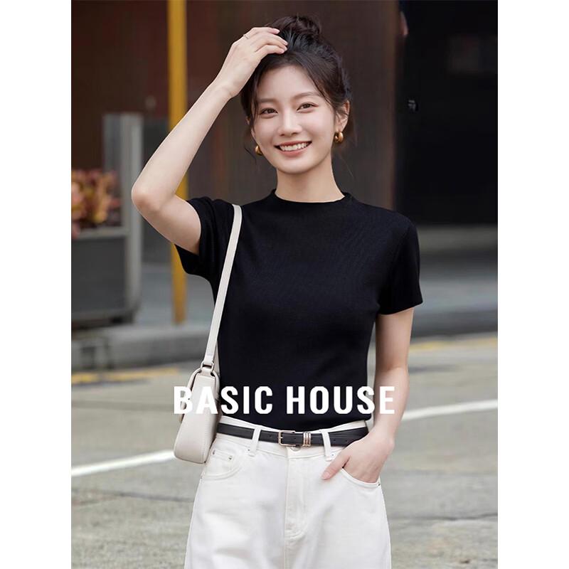 Basic House Women s Short Sleeve Knitted Top L