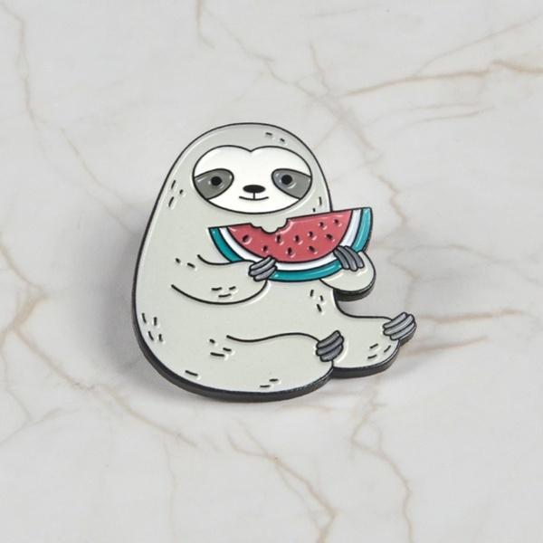 Unique New Fashion Cartoon Sloth Enamel Pin Badge In Mint Green For Trendy Collectors
