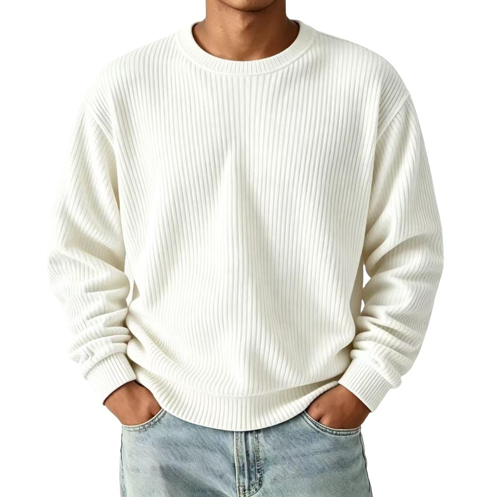 Men's Casual Color Long Sleeve Crewneck T-Shirt Loose Fit Top for Everyday Wear