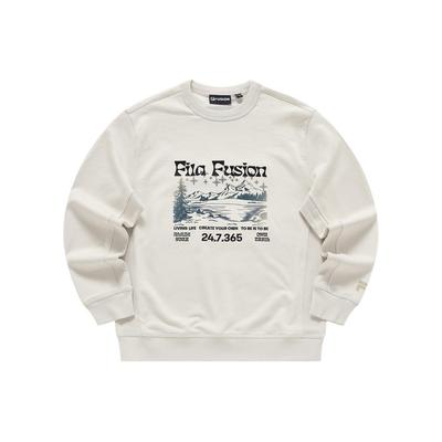 Workwear Scenic Pattern Crew Neck Sports Sweatshirt Men Sweatshirt Warm-Beige T11M413205F-BG