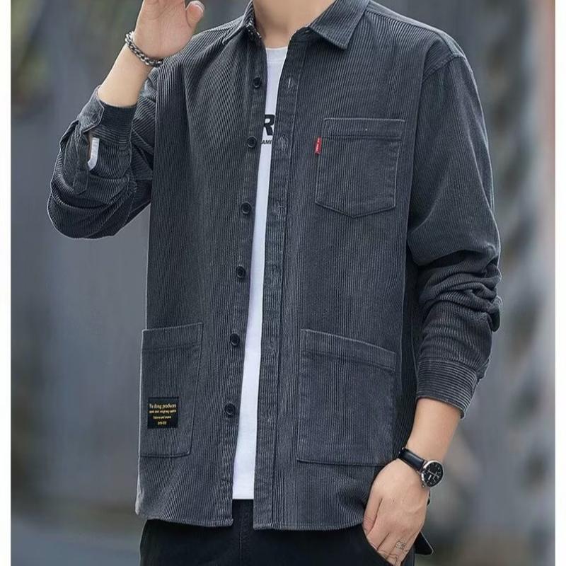 Men's Loose Casual Long-sleeved Shirt Jacket.