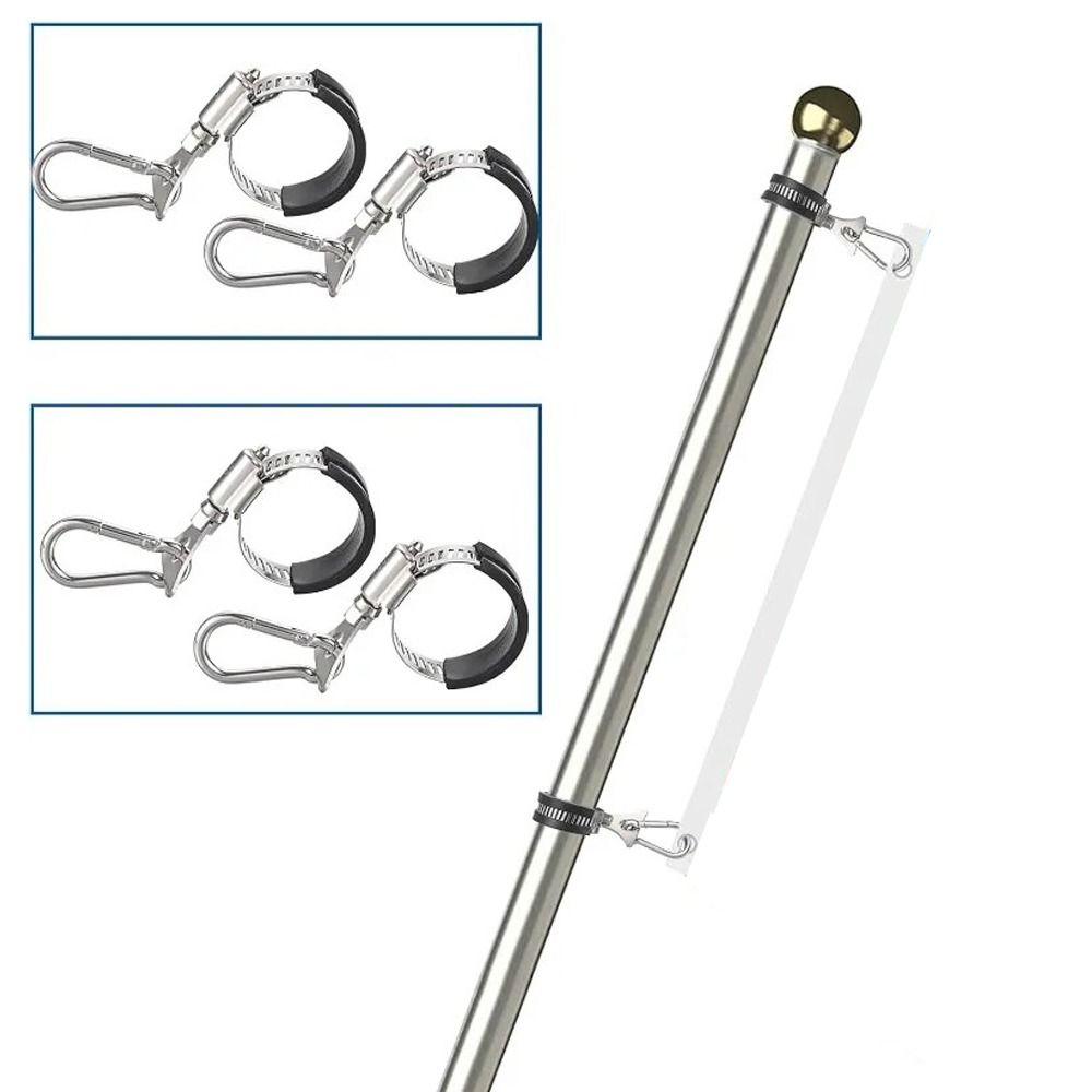 4pcs 22-32mm Flagpole Clamp with Carabiner Rope Hook High Quality Hose Clamp  Garden