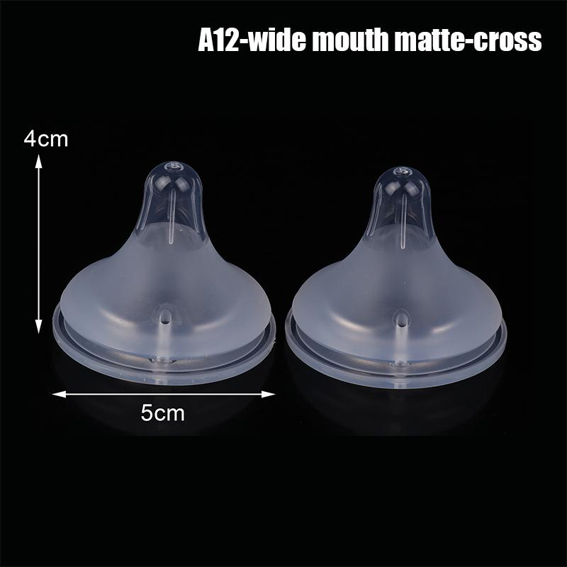 2Pcs Baby Silicone Wide Neck Soft Teats Nipple Circle Hole S/M/L Size Cross Hole Baby Bottles Natural Flow Nipples