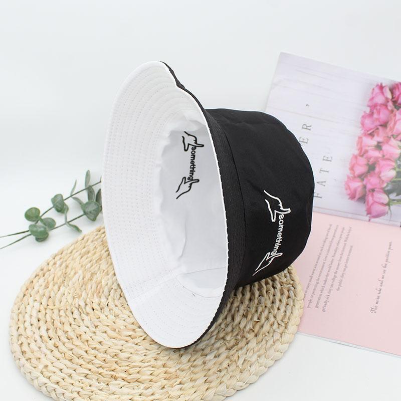 Модный ведро-шляпа с вышивкой для взрослых Универсальная шляпа-ведро M（56-59cm） чёрный