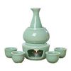 Japanese Drinking Set Contains Heat Resistant Sake Carafe Bottle 4 Cups Warmer Candle Stove Birthday Housewarmings Gift