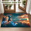 Crystal Velvet Square Rug Custom NameCristiano Ronaldo Pattern Non Slip Home Floor Decor Rug